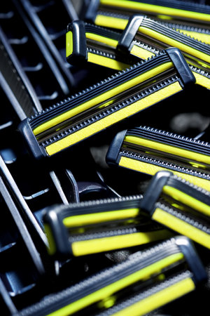 Close up of disposable men's razor bladesの写真素材
