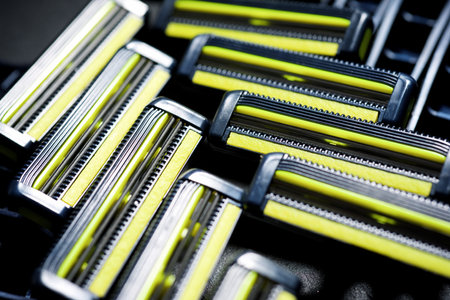 Close up of disposable men's razor blades
