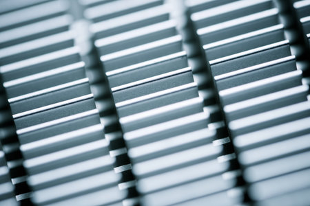 Closeup of a heatsink used to lower the temperature of an integrated circuit.の写真素材