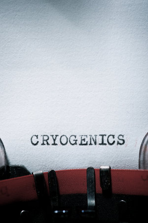 Cryogenics word written with a typewriter.の写真素材