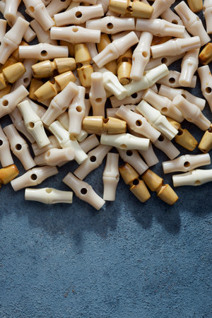 Close up of a large group of elongated buttonsの写真素材