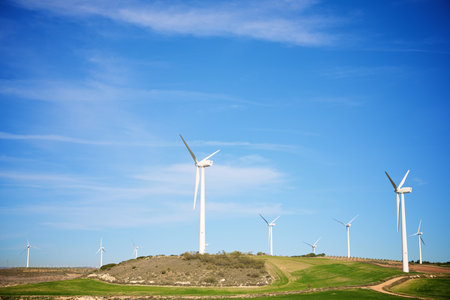 Wind turbine generators for sustainable electrical energy productionの写真素材