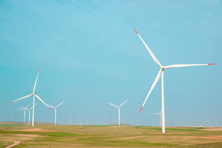 Wind turbine generators for sustainable electrical energy production in Spainの写真素材