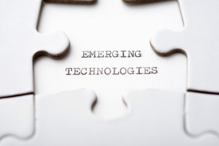 Emerging technologies text written with a typewriter.の写真素材