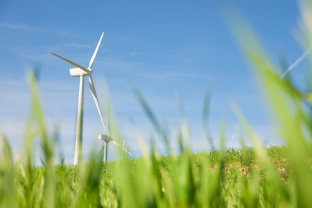 Wind turbine generators for sustainable electrical energy productionの写真素材