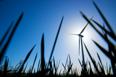 Wind turbine generators for sustainable electrical energy production in Spainの写真素材