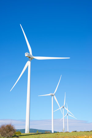Wind turbine generators for renewable electrical energy productionの写真素材