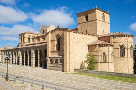 Exterior view of the church of San Vicente in Avila city, Castilla Leon in Spain.の写真素材