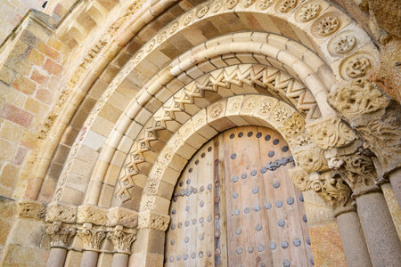 Romanesque San Pedro church in Avila city, Castilla Leon in Spain.の写真素材