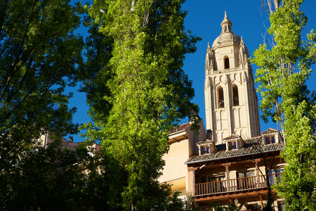 View of the cathedral in the city of Segovia, Castilla Leon in Spain.の写真素材