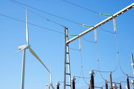 Wind turbine generators for sustainable electrical energy production in Spainの写真素材