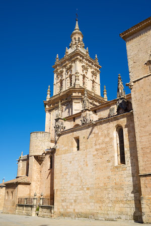 Cathedrall with clear sky in El Burgo de Osma, Soria province, Castilla Leon in Spain.の写真素材