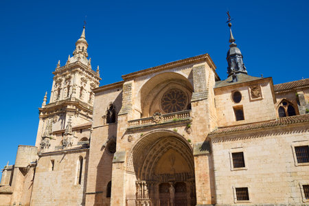 Cathedrall with clear sky in El Burgo de Osma, Soria province, Castilla Leon in Spain.の写真素材