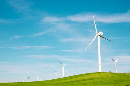 Wind turbine generators for sustainable electrical energy productionの写真素材