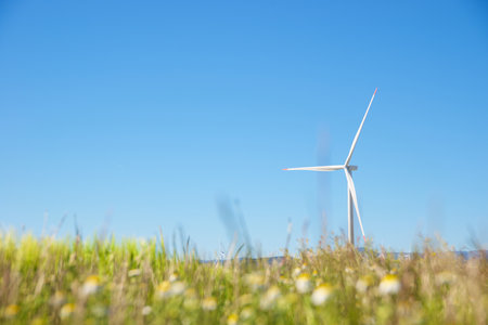 Wind turbine generator for renewable electrical energy productionの写真素材