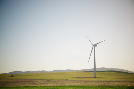 Wind turbine generator for renewable electrical energy productionの写真素材