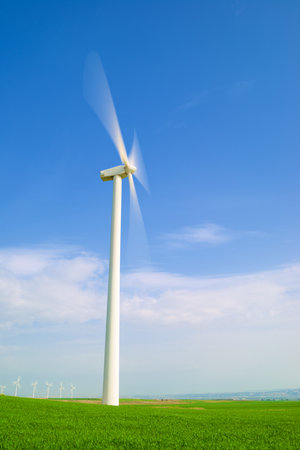 Wind turbine generators for renewable electrical energy productionの写真素材