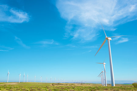 Wind turbine generators for renewable electrical energy productionの写真素材
