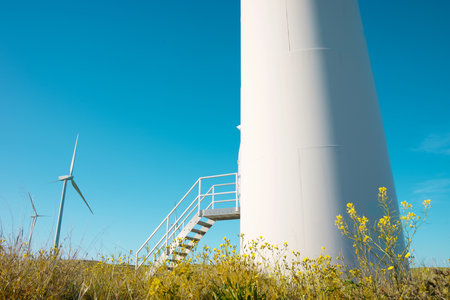 Wind turbine generators for renewable electrical energy production in Spain.の写真素材