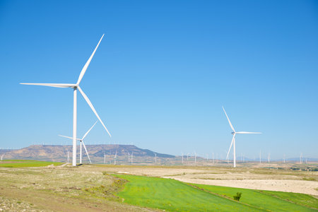 Wind turbine generators for renewable electrical energy productionの写真素材