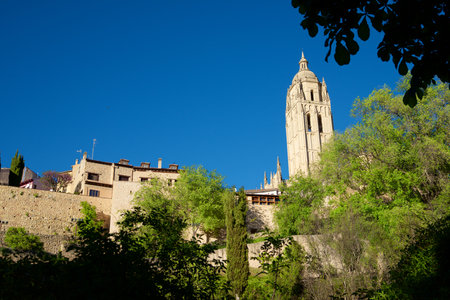 View of the cathedral in the city of Segovia, Castilla Leon in Spain.の写真素材
