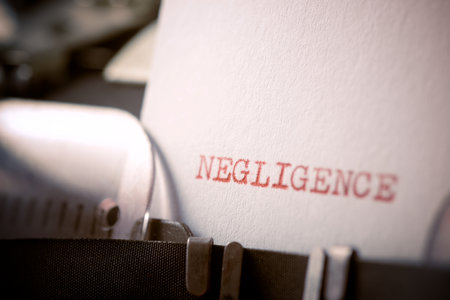Negligence word written with a typewriter.の写真素材