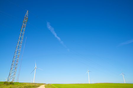 Wind turbine generators for sustainable electrical energy production in Spainの写真素材