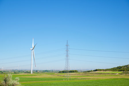 Wind turbine generators for renewable electrical energy productionの写真素材