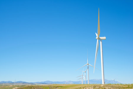 Wind turbine generators for renewable electrical energy productionの写真素材