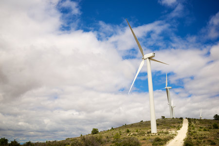 Wind turbine generators for renewable electrical energy productionの写真素材