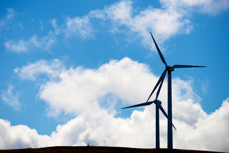 Wind turbine generators for renewable electrical energy productionの写真素材