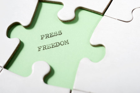 Press freedom text written with a typewriter.の写真素材