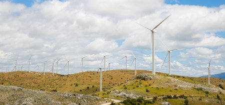 Wind turbine generators for renewable electrical energy productionの写真素材