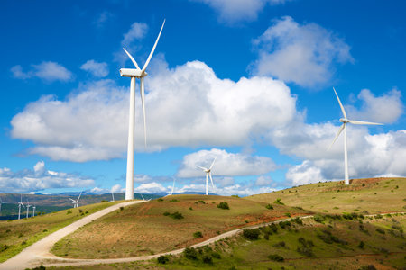 Wind turbine generators for renewable electrical energy productionの写真素材