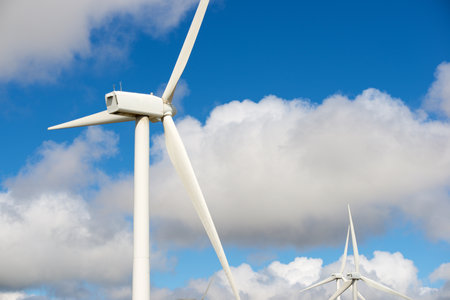 Wind turbine generators for renewable electrical energy productionの写真素材