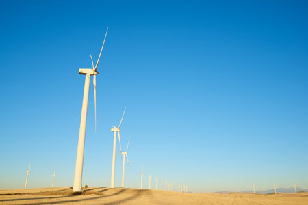 Wind turbine generators for renewable electrical energy productionの写真素材
