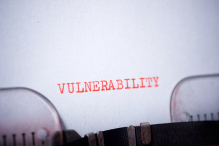 Vulnerability word written with a typewriter.の写真素材