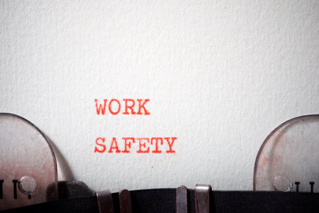 Work safety text written with a typewriter.の写真素材