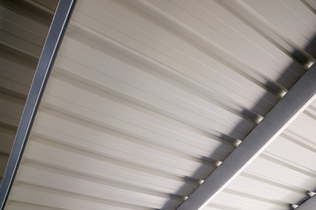 Close-up view from below of a parking garage roof
