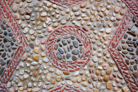 Detail of the cobblestone floor of the cloister of the monastery of Santo Domingo de Silos, Burgos Province, Castilla Leon in Spain.の写真素材