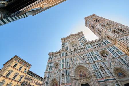 Exterior view of the Cathedral of Saint Mary in Florence, Italy.の写真素材