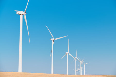 Windmills for renewable electrical production and clear sky