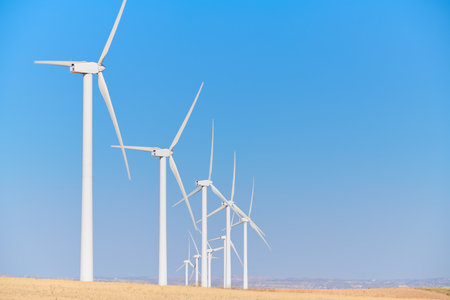Windmills for renewable electrical production and clear sky