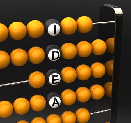 Abacus close-up with the words ideaの写真素材