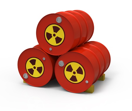 Three radioactive barrelsの写真素材