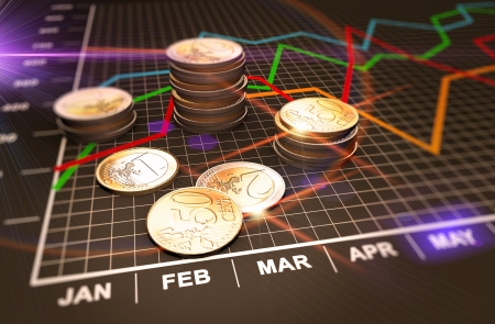 Financial business chart and coins