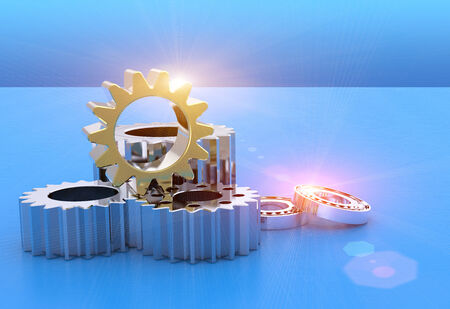 Bearings and gears as a technology conceptの写真素材