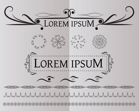 Set of calligraphic design elements as retro styleのイラスト素材