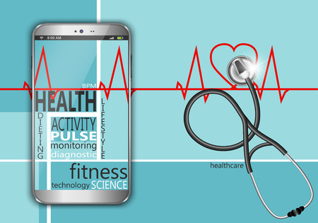 Smart phone with the words health as conceptのイラスト素材