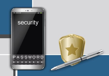 Smart phone with a protective shieldのイラスト素材